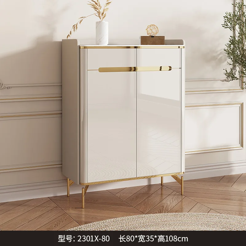 Home shoe cabinet home door new 2025 explosion rock slab light luxury outdoor entrance cabinet integrated wall locker