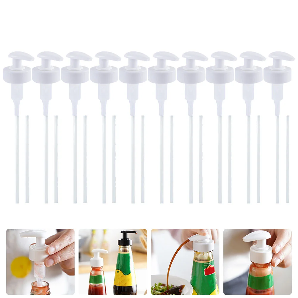 

10 Sets Oyster Sauce Bottle Press Mouth Hand Dispenser Plastic Nozzle Syrup Pump Head Pp with Hose Travel