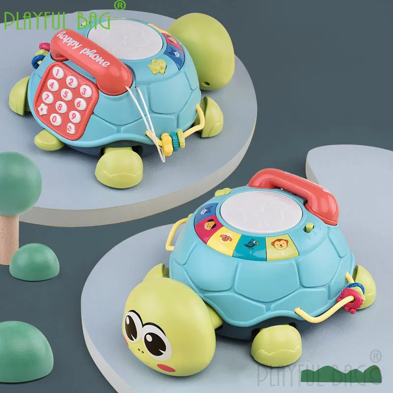 Funny cute lol multi-functional children's puzzle early education machine beat drum baby learn creeping music turtle toy YD05