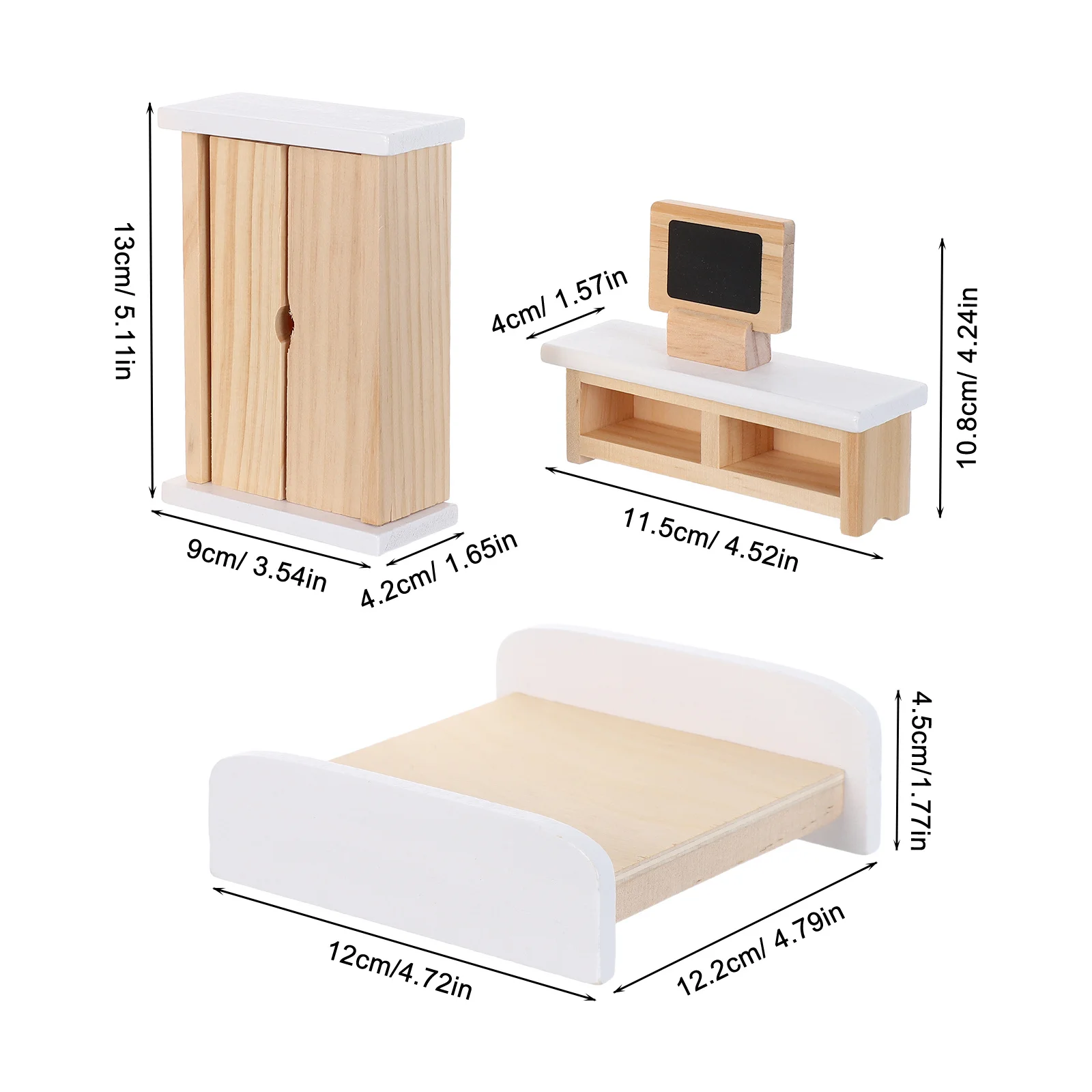 Houten mini-meubels natuurlijke kleur klein formaat voor poppenhuis decoratieve miniatuur houten meubelaccessoires collectie