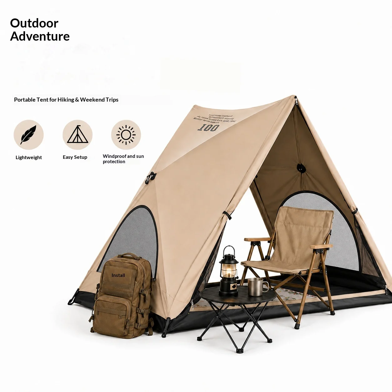 Automatisches Dreieckszelt, Outdoor-Campingzelt, das in nur 3 Sekunden aufgebaut werden kann. Wasserdicht und UV-beständig. – Detail 5