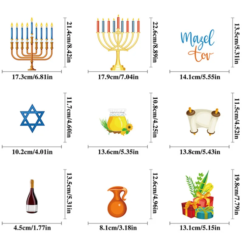 Jewish Hanukkah Party Decoration Stickers Happy Hanukkah Window Display Glass Static Decoration Sticker Waterproof Antifouling