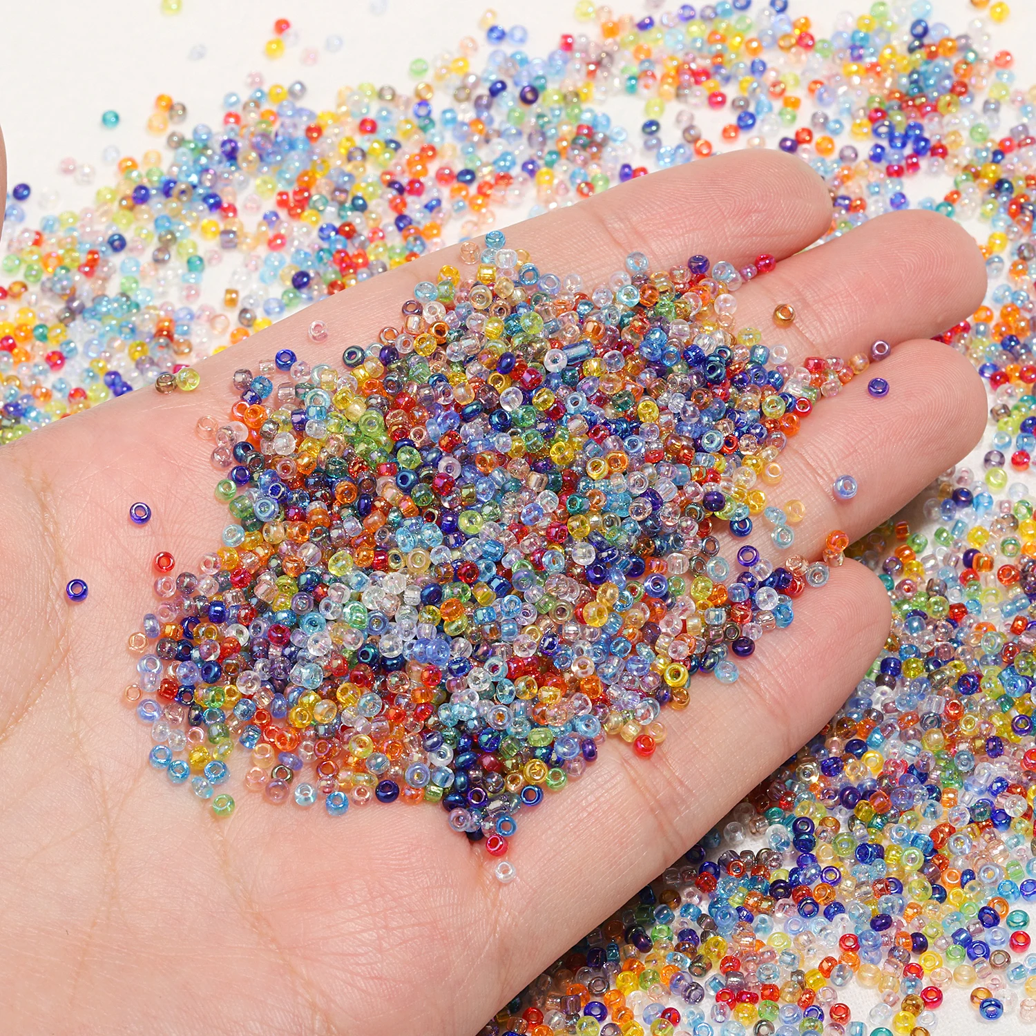 2000pcs/box 2mm Glass AB Color Seed Beads Multicolor Rice Waist Beads for DIY Jewelry Marking Handmade Wedding Crafts Women
