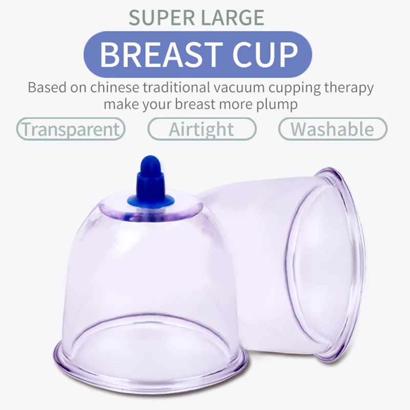 2 Pieces Enlarge Breast Cupping for Female Breast Massager Chinese Vacuum Set 13.5cm Female Cupping Massage Vacuum Cup Set