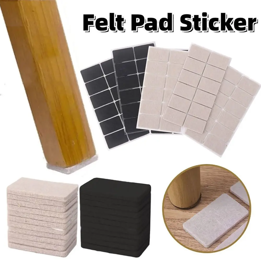 

12Pcs/Sheet Table Leg Cover Felt Chair Leg Pads Home Furniture Accessory Floor Protector Bumper Pads Self Adhesive Rectangle