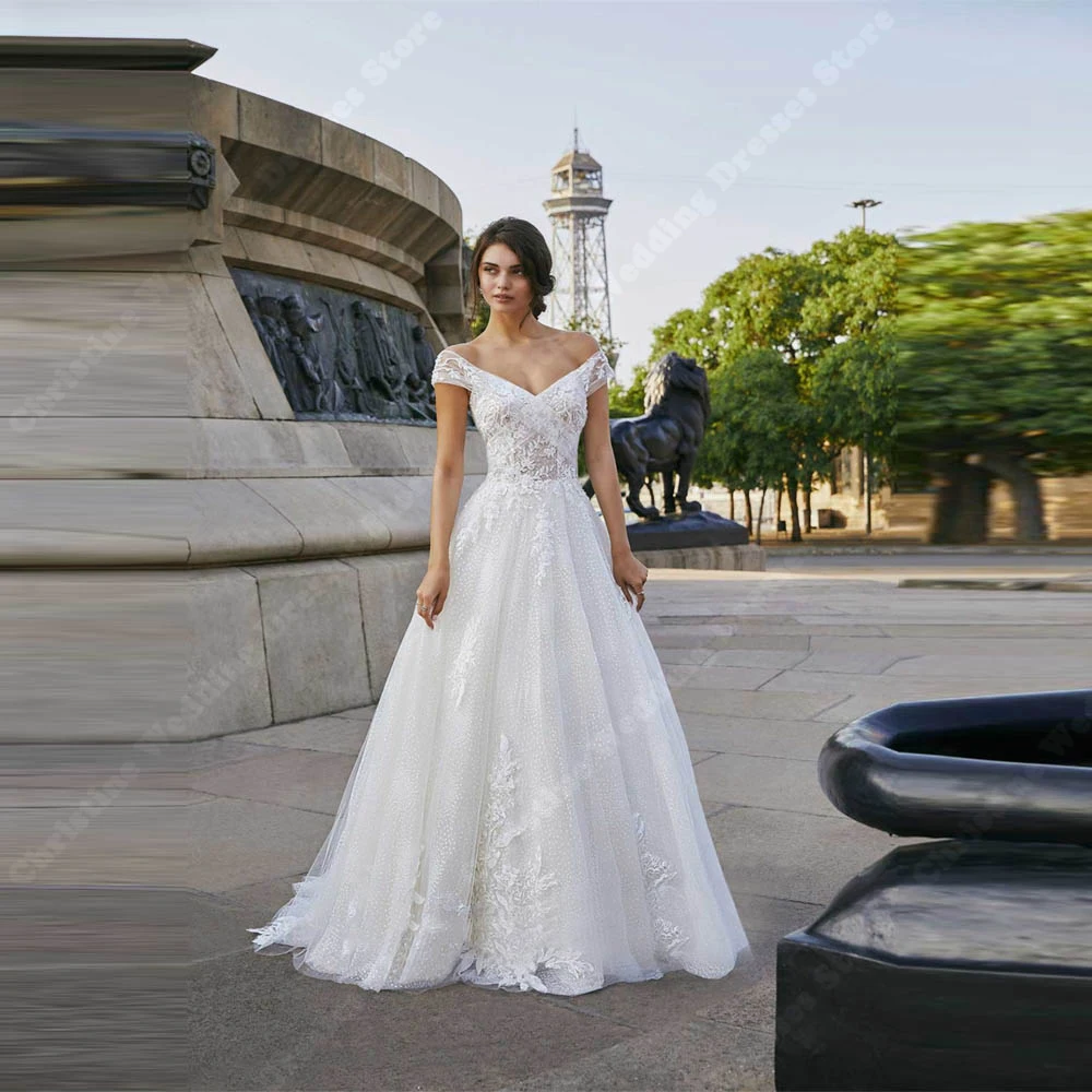 Vestidos De novia con hombros descubiertos, elegantes Vestidos De novia De tul, Formal, escote Corazón, compromiso, banquete