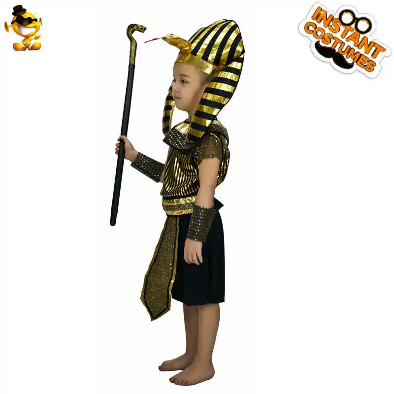 ชุดแฟนซีฟาโรห์สำหรับเด็กผู้ชาย ชุดแสดงละครเวที กระโปรงทรงหางยาวเอวสูง ผ้าฝ้าย