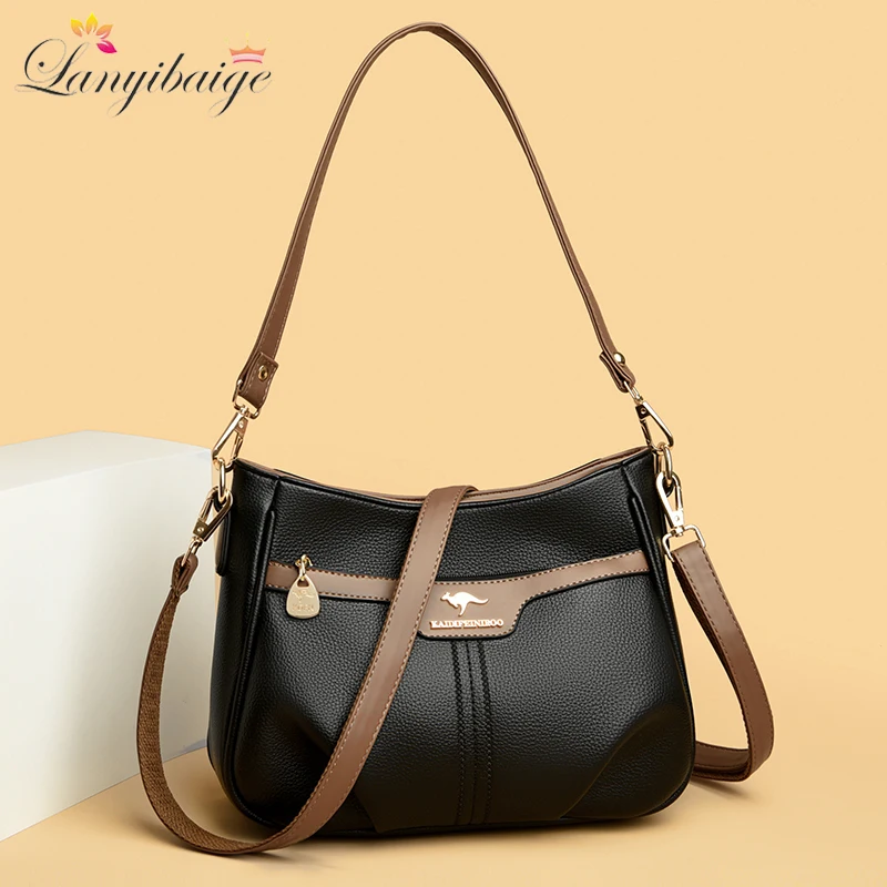 New Solid Color Ladies Handbags Fashion Shoulder Bags For Women 2026Large Capacity High Quality Leather Tote Messenger Bag Sac