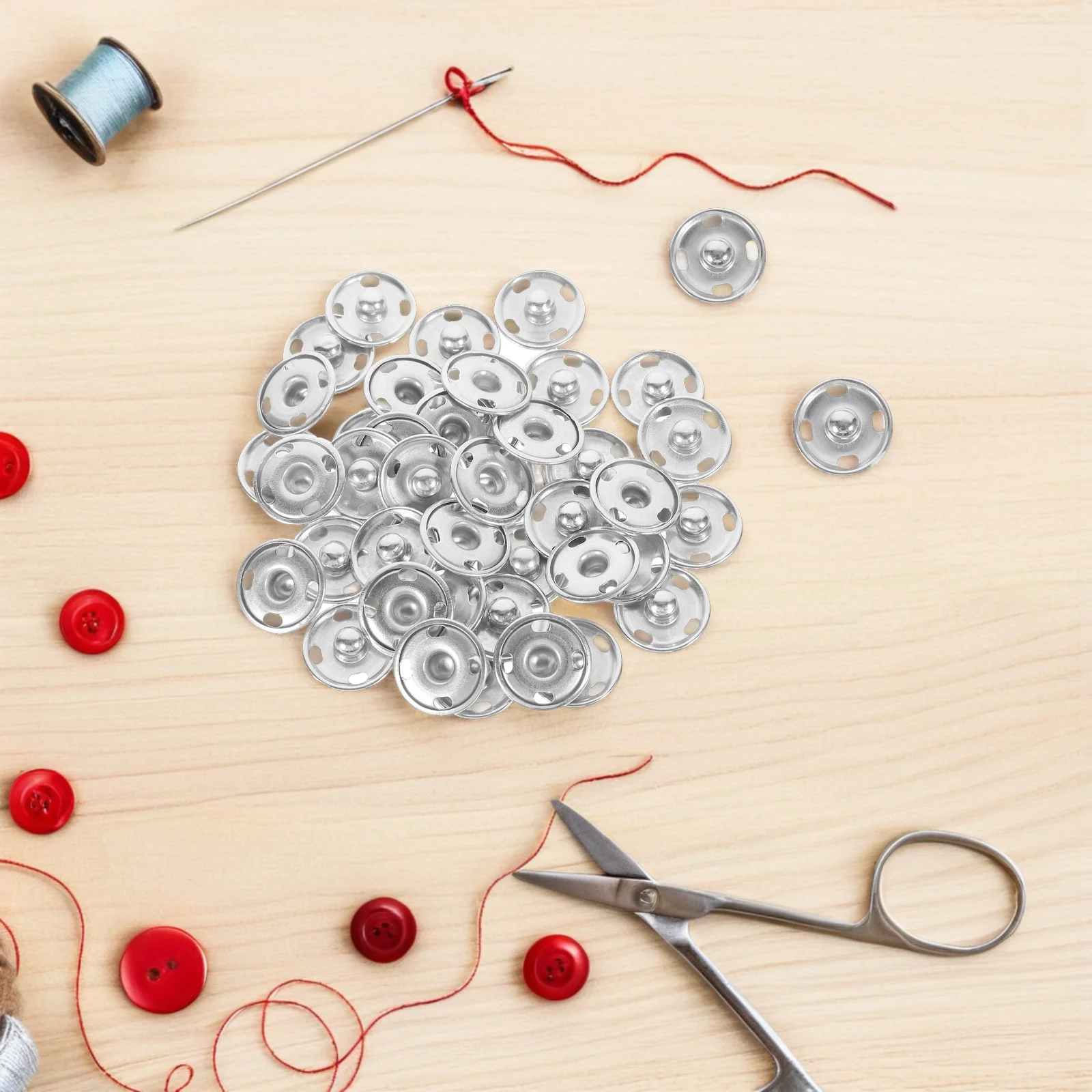 

50 set Metal Snaps Fasteners 15Mm Brass Press Studs Buttons Silver Round For Coat Jacket Knitwear Sewing Accessories Craft