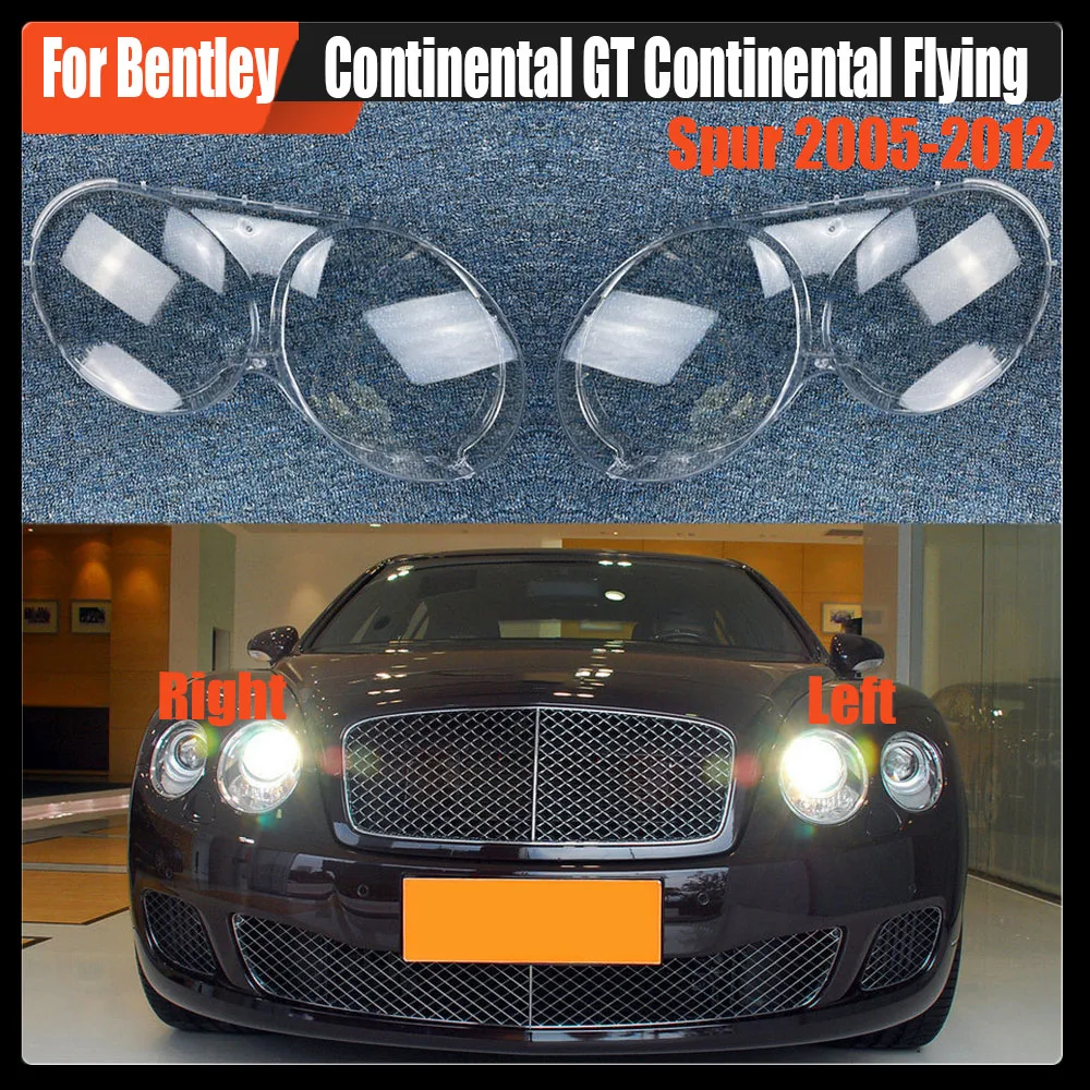 

For Bentley Continental GT Continental Flying Spur 2005-2012 Headlight Shell Transparent Lampshade Cover Headlamp Plexiglass