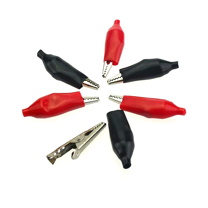 

20pcs 28mm 35mm 45mm Black Red Soft Plastic Coated Testing Probe Mini Alligator Test Clips Metal Alligator Clip