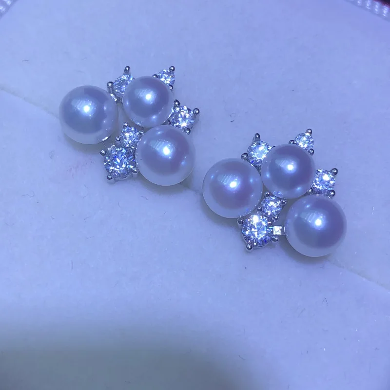 Wholesale S925 Sterling Silver Earrings Mount Findings Settings Base Mounting Parts Accessory for 4-6mm Pearls 5 pairs/lot