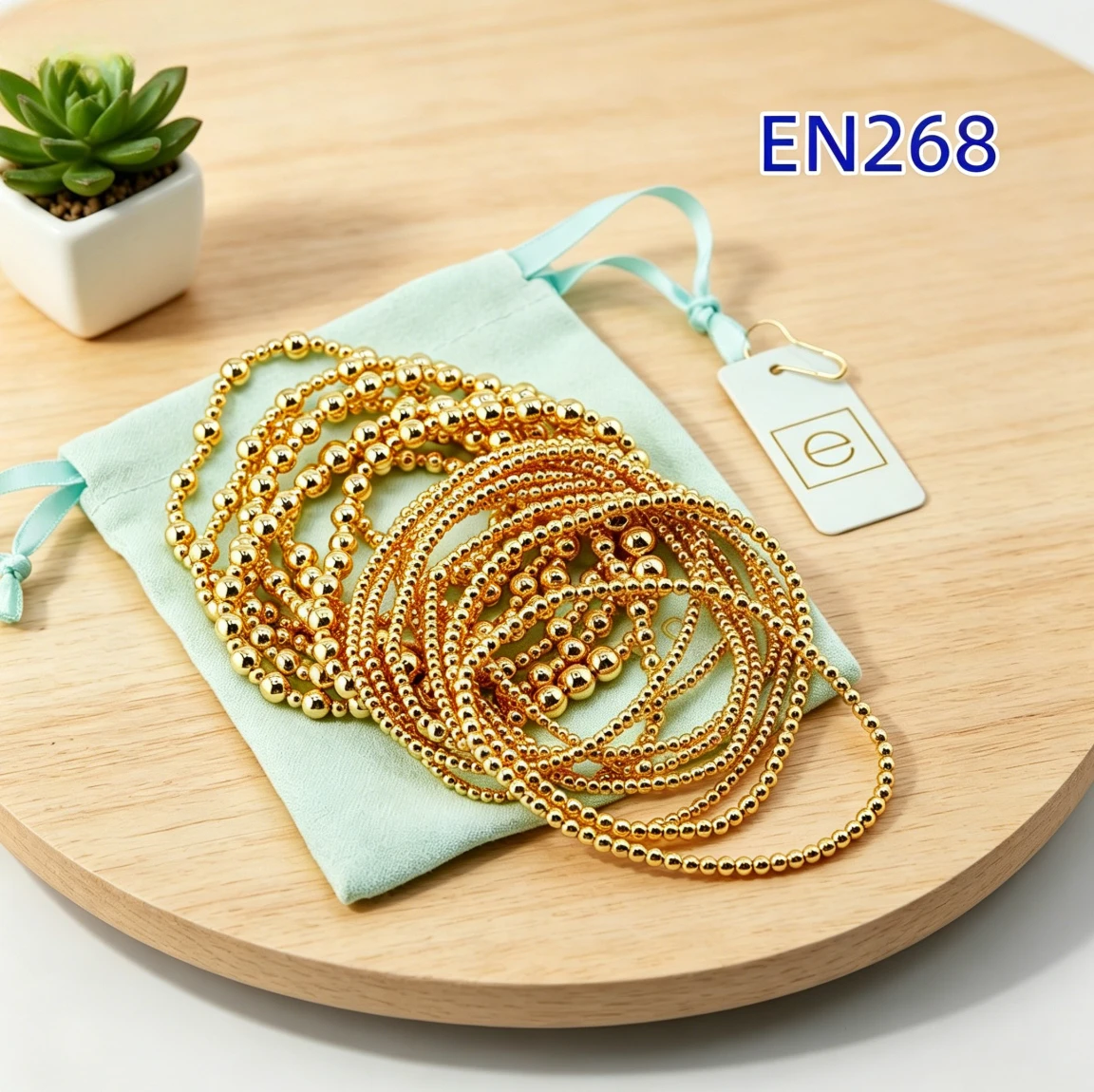 

YEEVAA Dainty Gold Bead Stretch Bracelet, 14K Gold Plated Stackable Beaded Bracelets Trendy Everyday Jewelry for Women