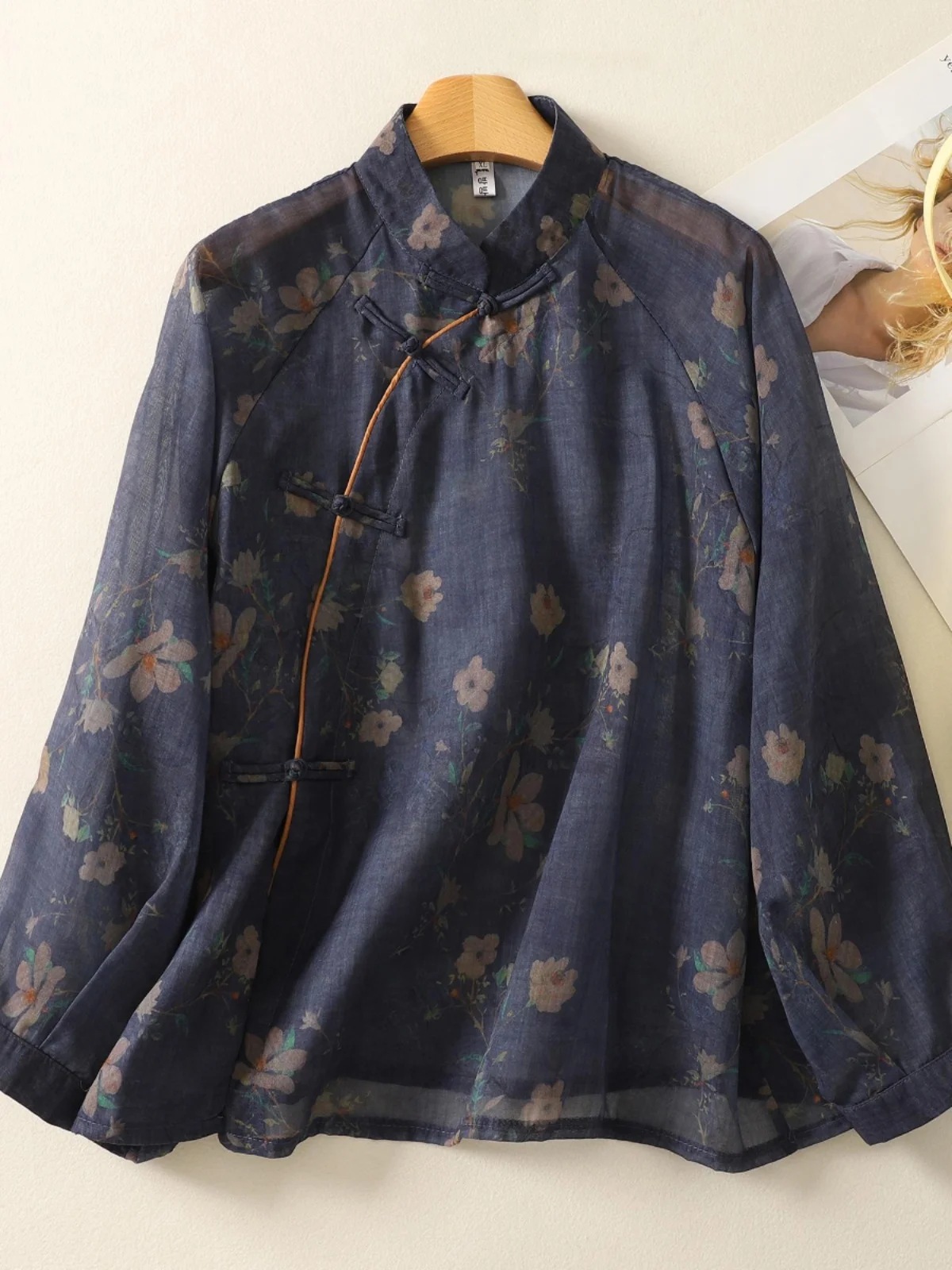 

Ретро китайский Sle Long Sve irt, женский базовый слой больших размеров, верхняя часть пуговиц, клетчатый принт, повседневный модный весенний сезон