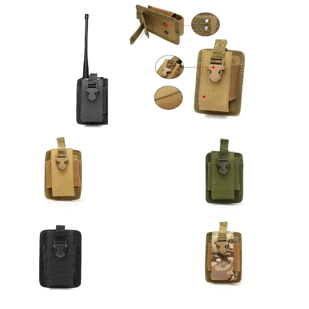 Tactical Walkie-talkie Pouch Combat Molle Radio Holder Holster Case Bag Hunting Intercom Bag Interphone Pouch