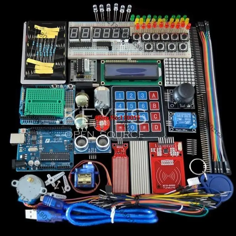 Microcontroller Development Board Starter Kit With Breadboard Holder Stepper Motor Servo 1602 LCD Jumper Wires Learning Set