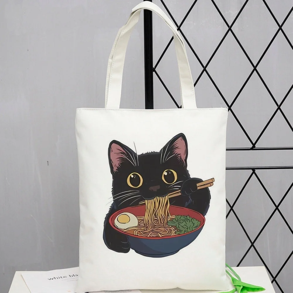 Noodle Ramen Cat tote bag grocery shoulder  torba na zakupy totebag sac cabas femme