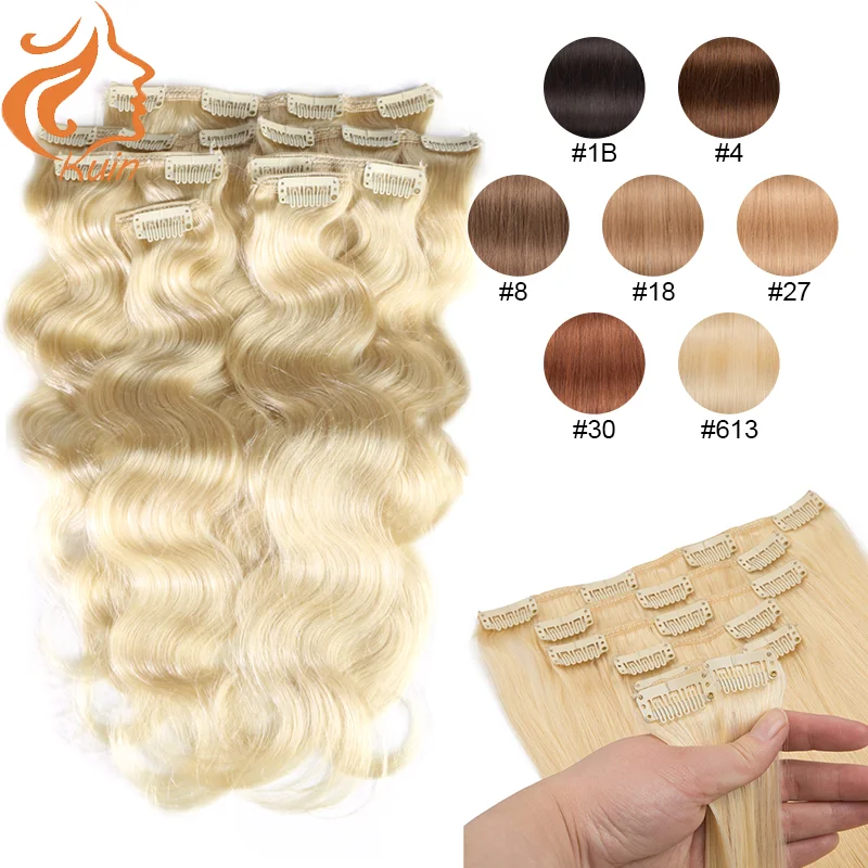 

Body Wave Clip In Hair Extensions Human Hair 7pcs With 16 Clips Seamless Clip in Full Head Real Human Hair Extensions For Women