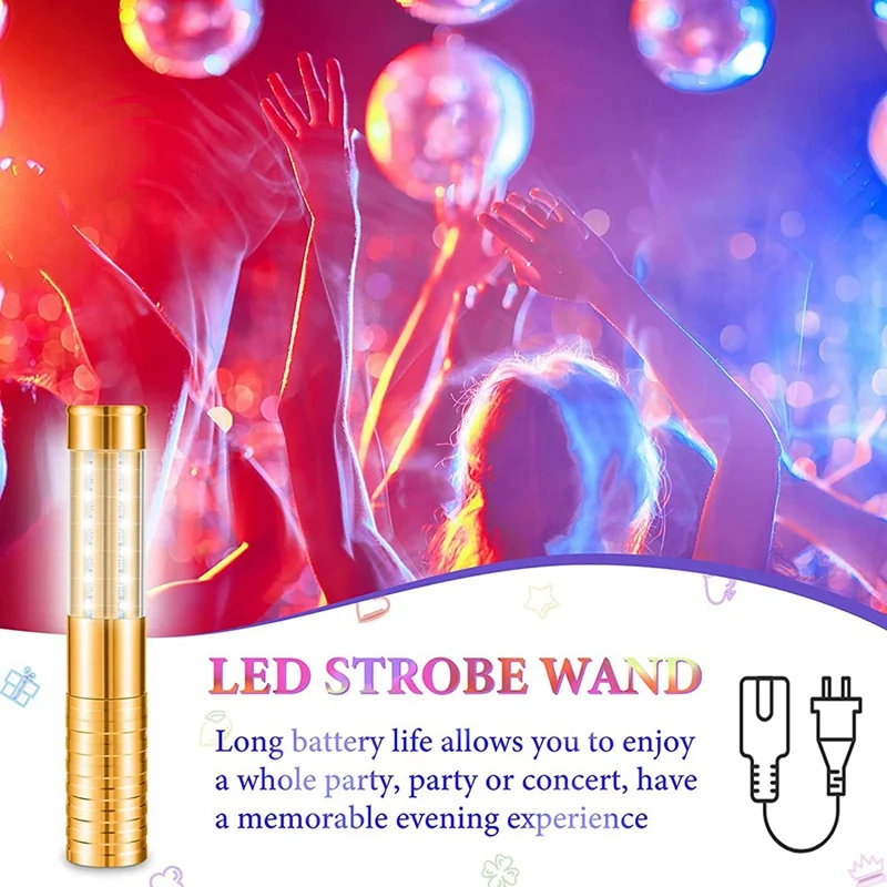 4 Pcs LED Strobe Baton Light LED Bottle Service Light Reusable LED Light Champagne Bottle Handheld Light Gold,US Plug