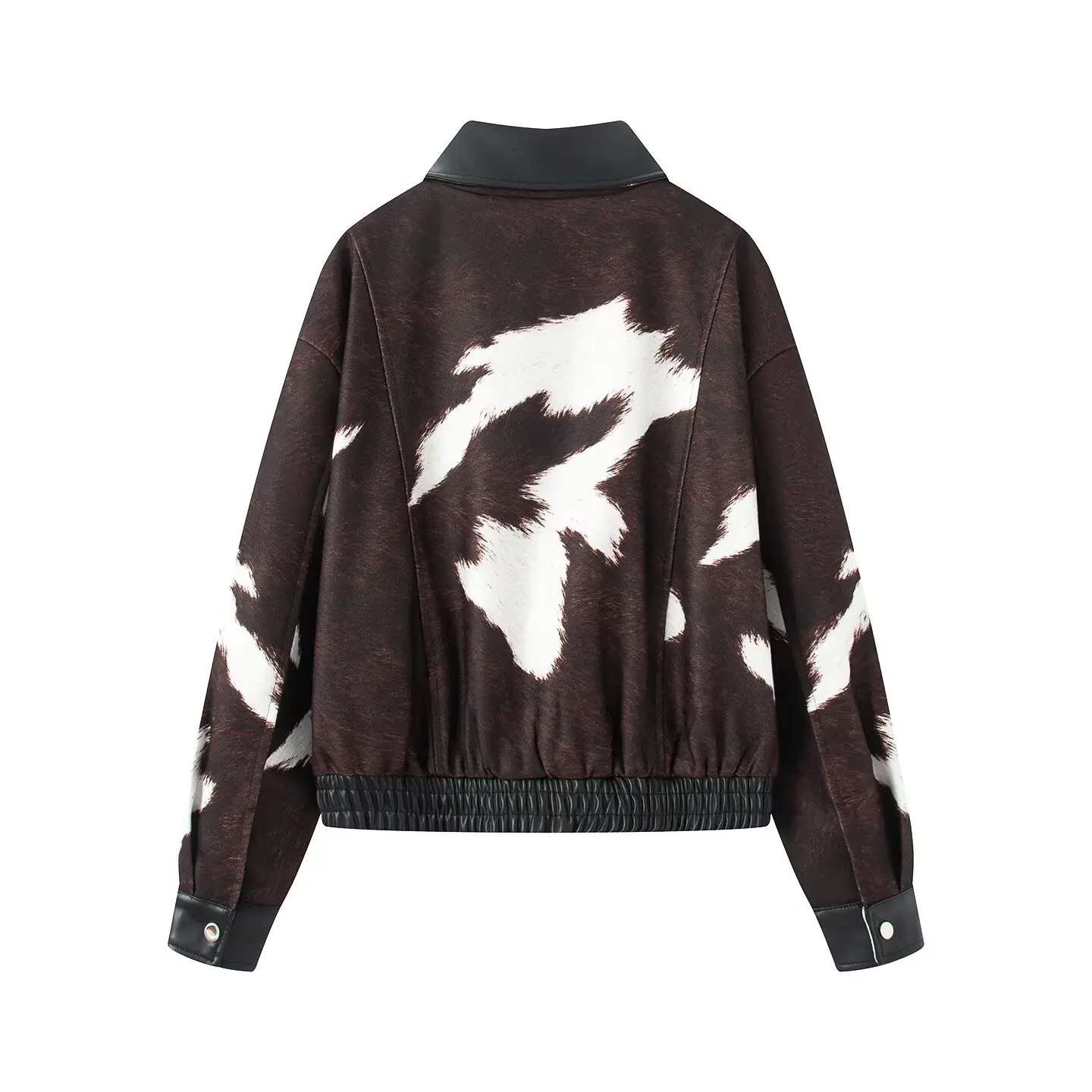 Faionable couro pu ort jaet feminino versátil outono novo sle simples ele quali fibra de poliéster casaco feminino