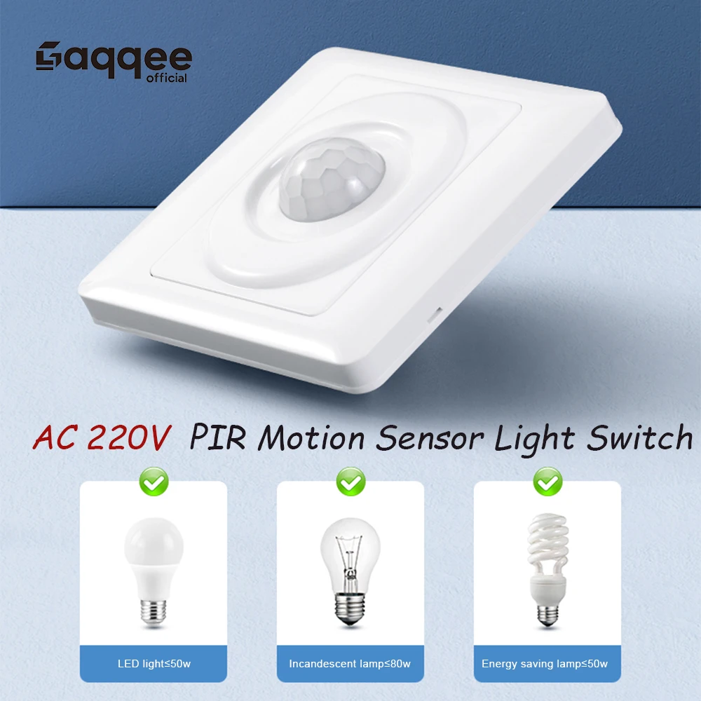 AC 220V 86 Type LED PIR Motion Sensor Light Switch Infrared Human Body Detection Auto On Off Light Smart Switch For Staircase