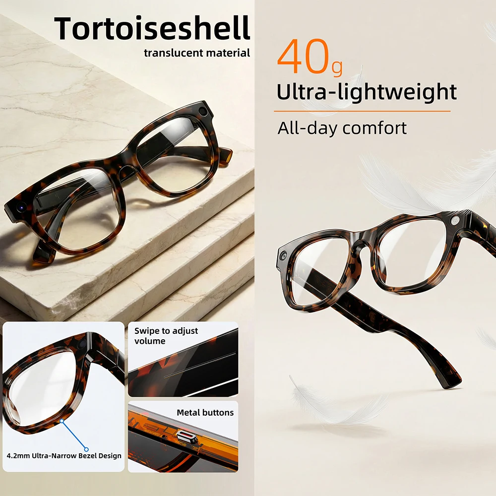 G600 Pro AI Smart Glasses 13MP Camera Capture 1080p HD Video Recording TR90 AI Translation Bluetooth Call Music Audio Eyeglasses view 4