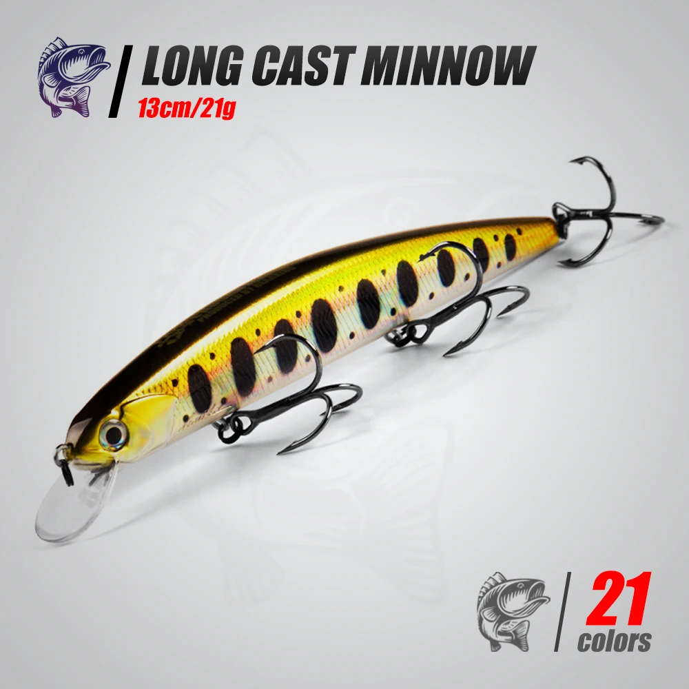 1pcs 13cm/21g Long Cast Suspending Minnow Topwater Lure Jerkbait Hard Bait Slim Body Wobblers Crankbaits For Trout Bass