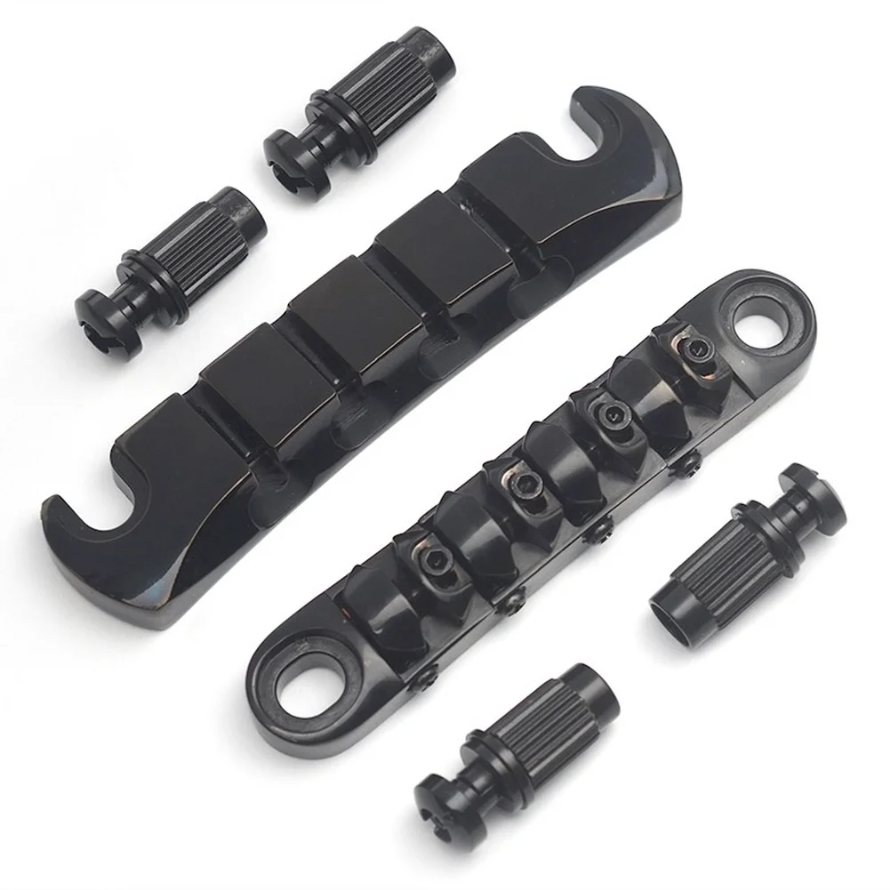 18mm String Spacing Locking Bridge for Guitar Bass with Four Height Adjustable Knobs for Custom Playing Experience and Stability