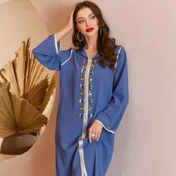 Aid Moubarak Elegant Muslim Hooded Long Sleeve Formal Dress Abaya Hat Femme Moroccan Caftan Pakistan Hijab Islam Women Clothing