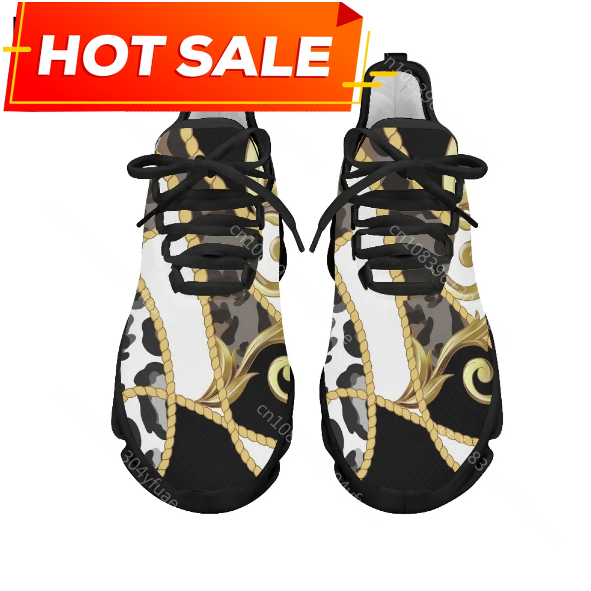 Casual Lace-up Mesh Sneakers For Women Vintage Baroque Leopard Floral Print Girls Travel Platform Shoes Footwear