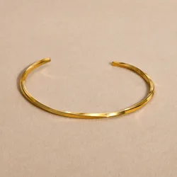 Vnox Chic Mobius Cuff Bangle Bracelets Women Men,Gold Color Waterproof Thin 4MM Stainless Steel Twisted Wristband Gift Jewelry
