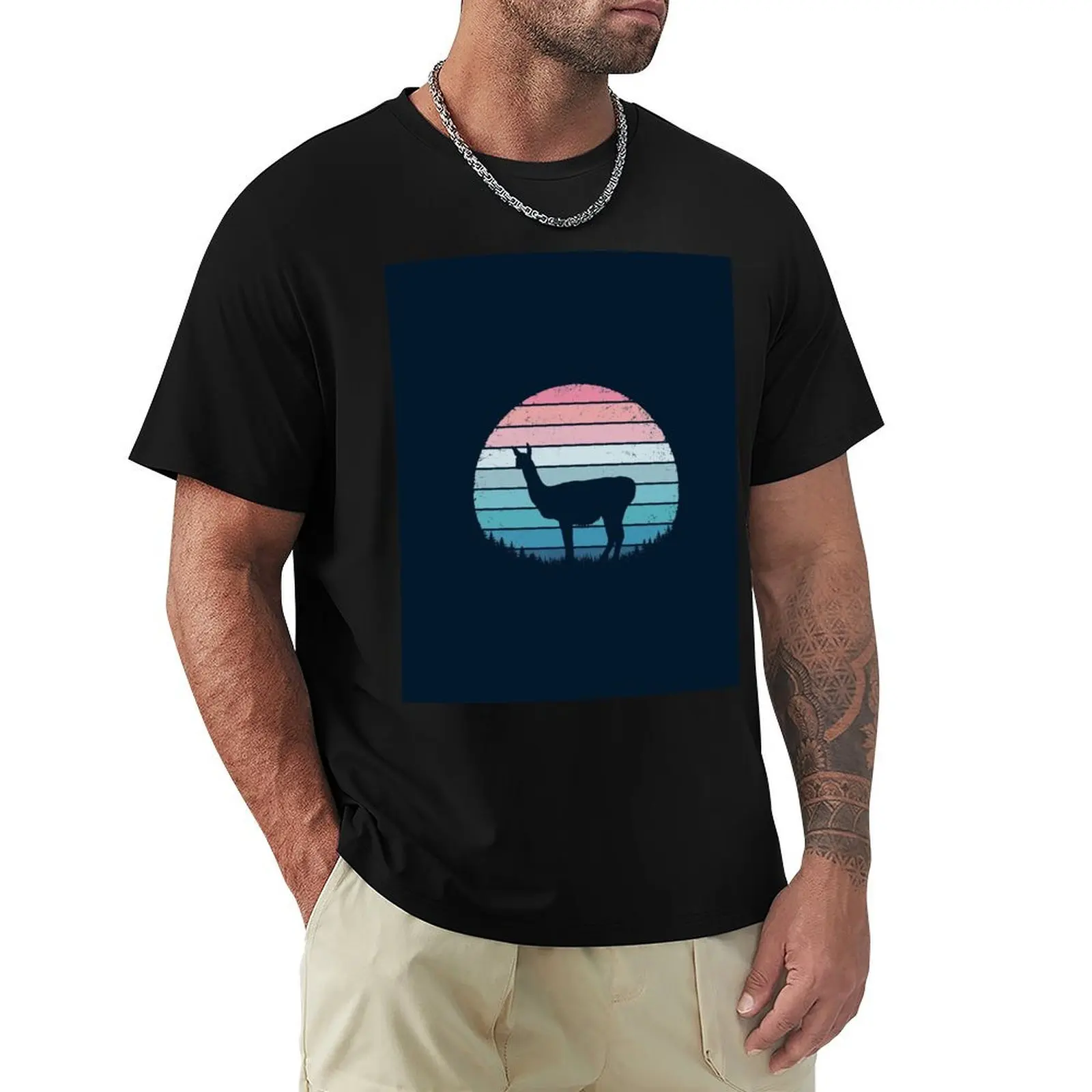 Camiseta Retro Vicuña - Guanaco, Camiseta Informal Suave de Manga Corta de Algodón