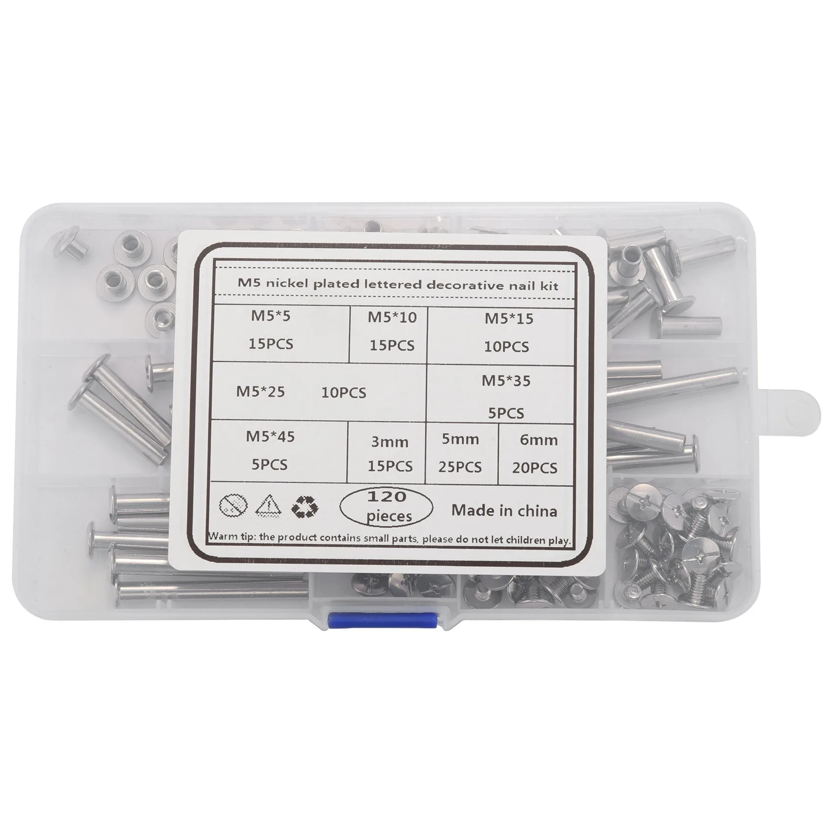A75K Chicago Binding Screws Posts Assortment Kit for DIY Leather Bookbinding Crafts(120Pcs,M5)