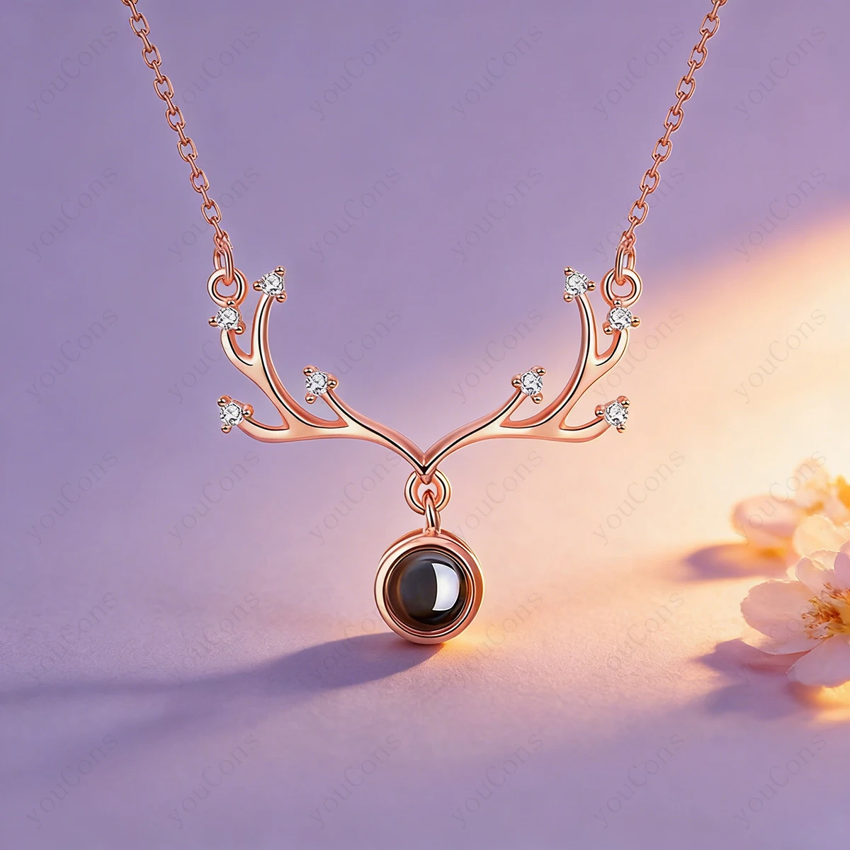 100 Languages Projection Antler Pendant Necklace With Nine Rose 2026 New Jewelry For Woman Girlfriend Valentine Birthday Gift