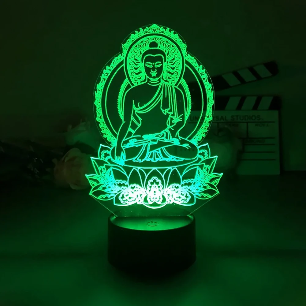 3D Night Light Buddha Sakyamuni Hot Selling For Bedroom Decor Cute Birthday Colorful Gift LED Lamp Manga Kid Lovely Present