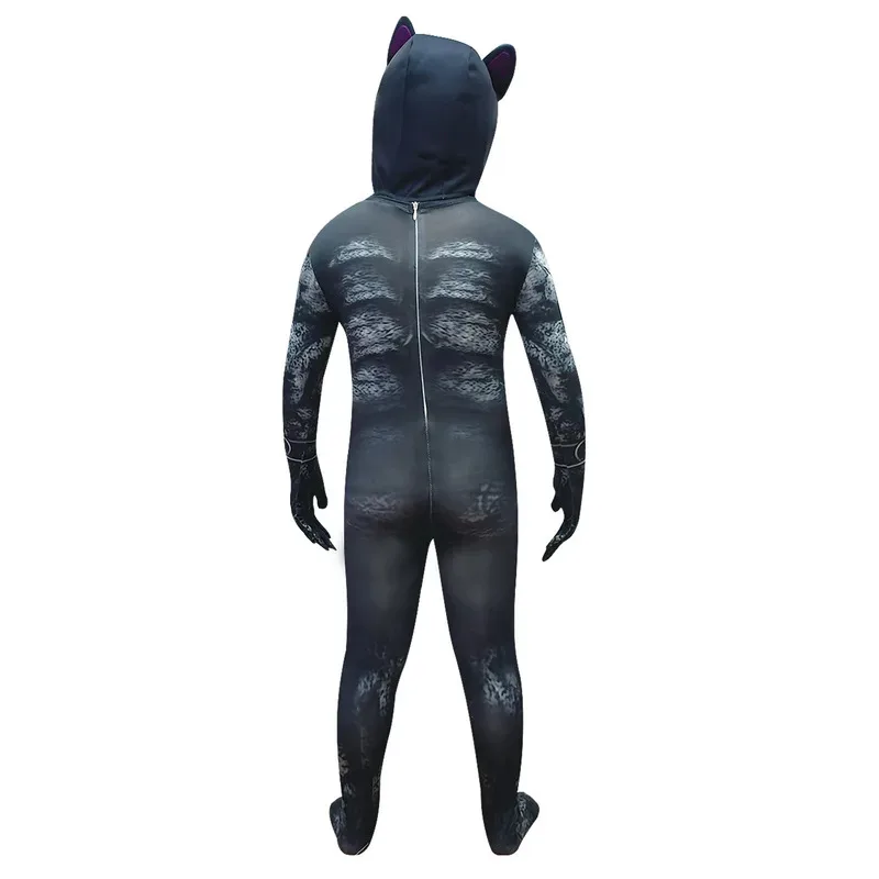 Fantasia Halloween Costume For Kid Anime Black Cat Cosplay Boy Girl Bodysuit Jumpsuit Cartoon Disfrace Carnival Party Clothing