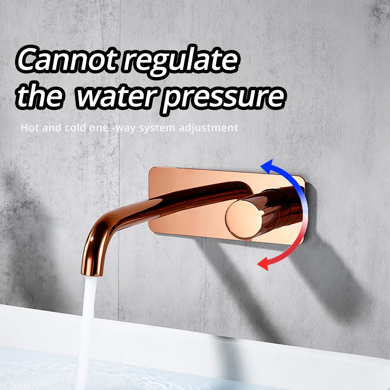 Wall-Mounted Bathroom Faucet Square Solid Brass Basin Mixer Hot And Cold Water Sink Taps Regulate Water Pressure