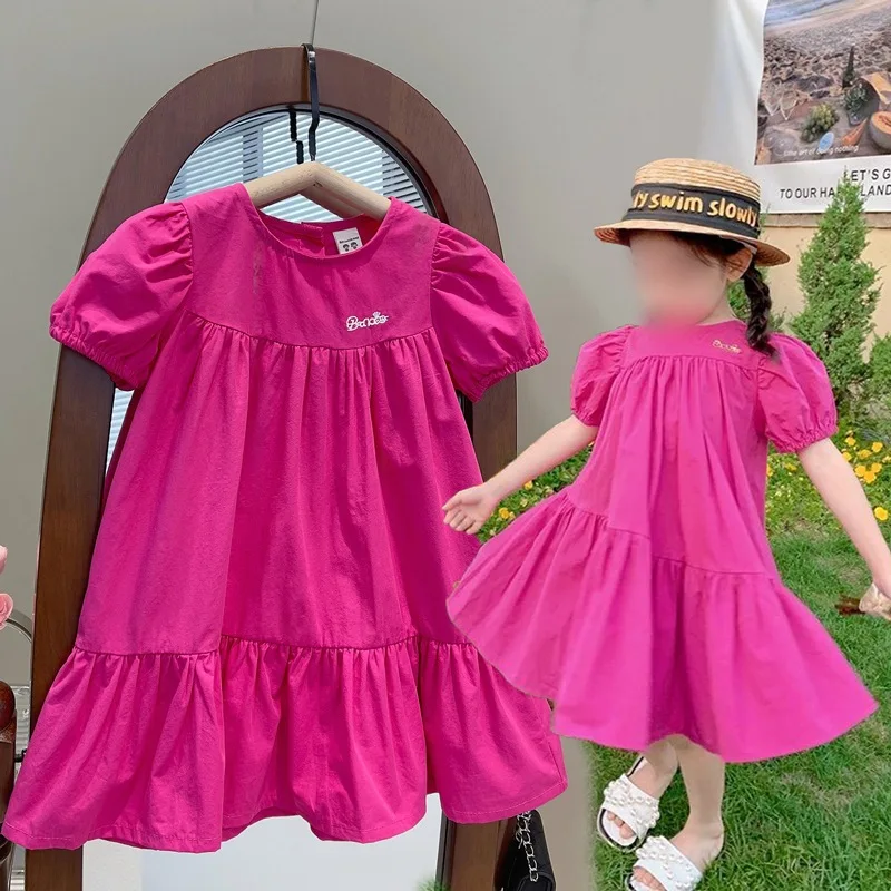 

2024Summer New Children's Clothing Dress Women's Short-Sleeved Thin Loose Children Princess Dress with Hat for Free