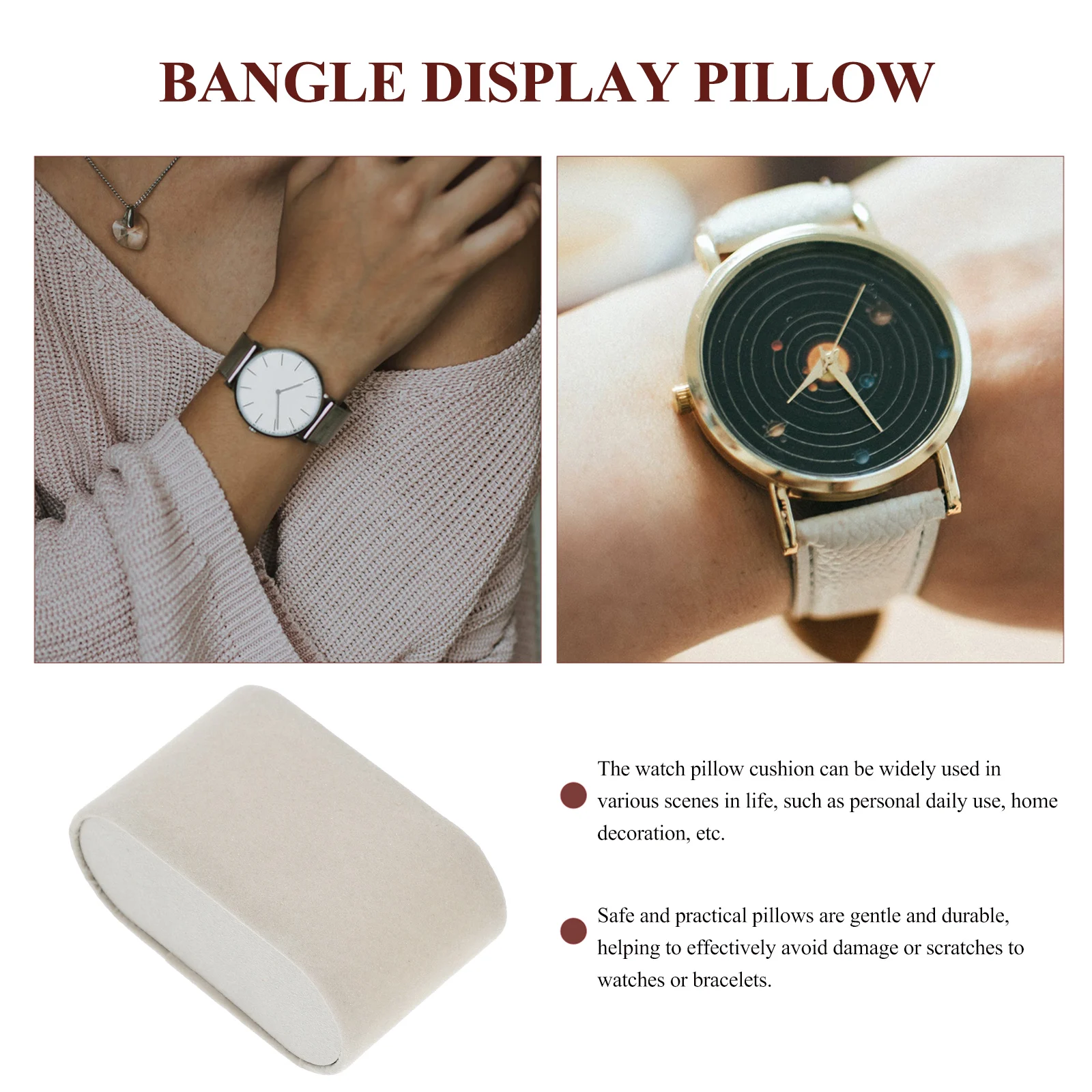 

6pcs Watch Display Pillow Gray Fits Most Palms Comfortable Jewelry Flannel Bracelet Bangle Exhibitions Practical Durability