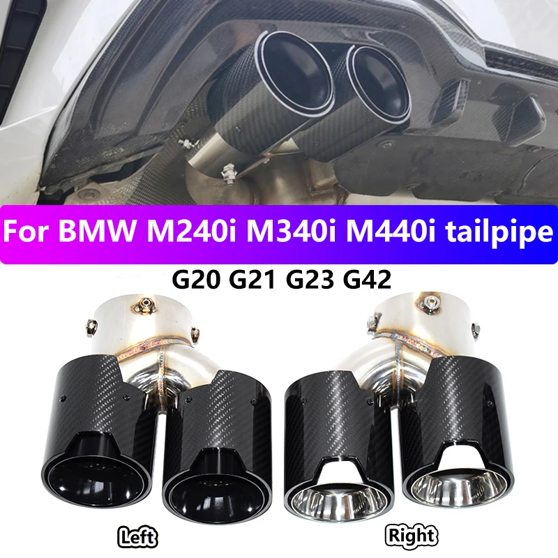 

Left Right for 2019-2025 BMW G20 G21 M340i G42 440i G22 M240i Exhaust Pipe Upgrade Carbon Fiber Muffler Tip Nozzle Tailpipe