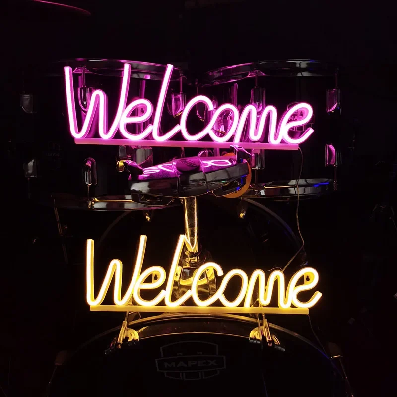 Welcome Neon Sign Welcome LED Neon Light Wall Art Sign Light up Light for Business Storefront Home door Window Glass Door Decor