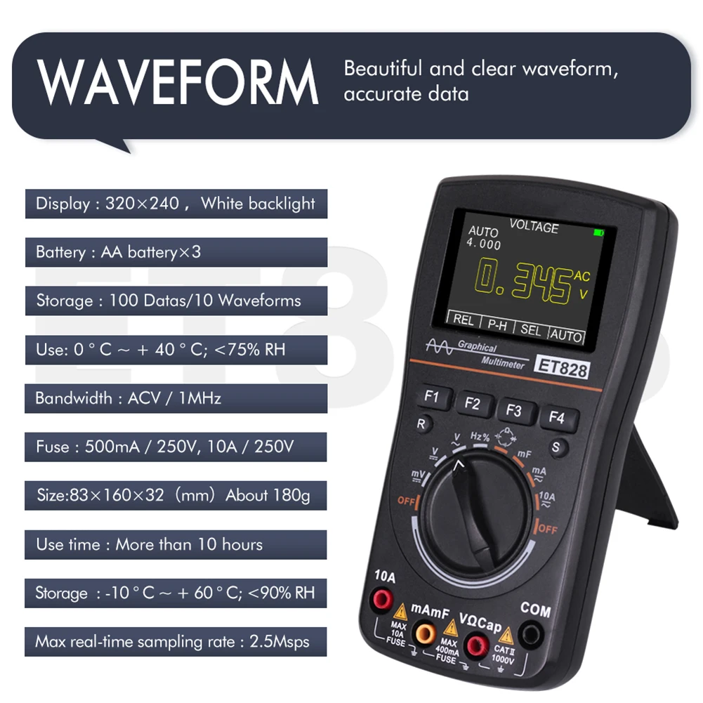 ET828 2 في 1 راسم الذبذبات المتعدد 1 ميجا هرتز 2.5Msps اختبار مع عرض النطاق الترددي التناظري #6