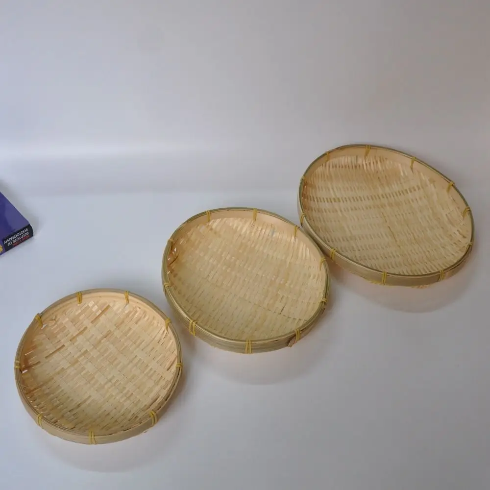 Handmade Woven Woven Bamboo Tray Bamboo Round Wicker Bread Basket Wall Hanging Baskets Kitchen