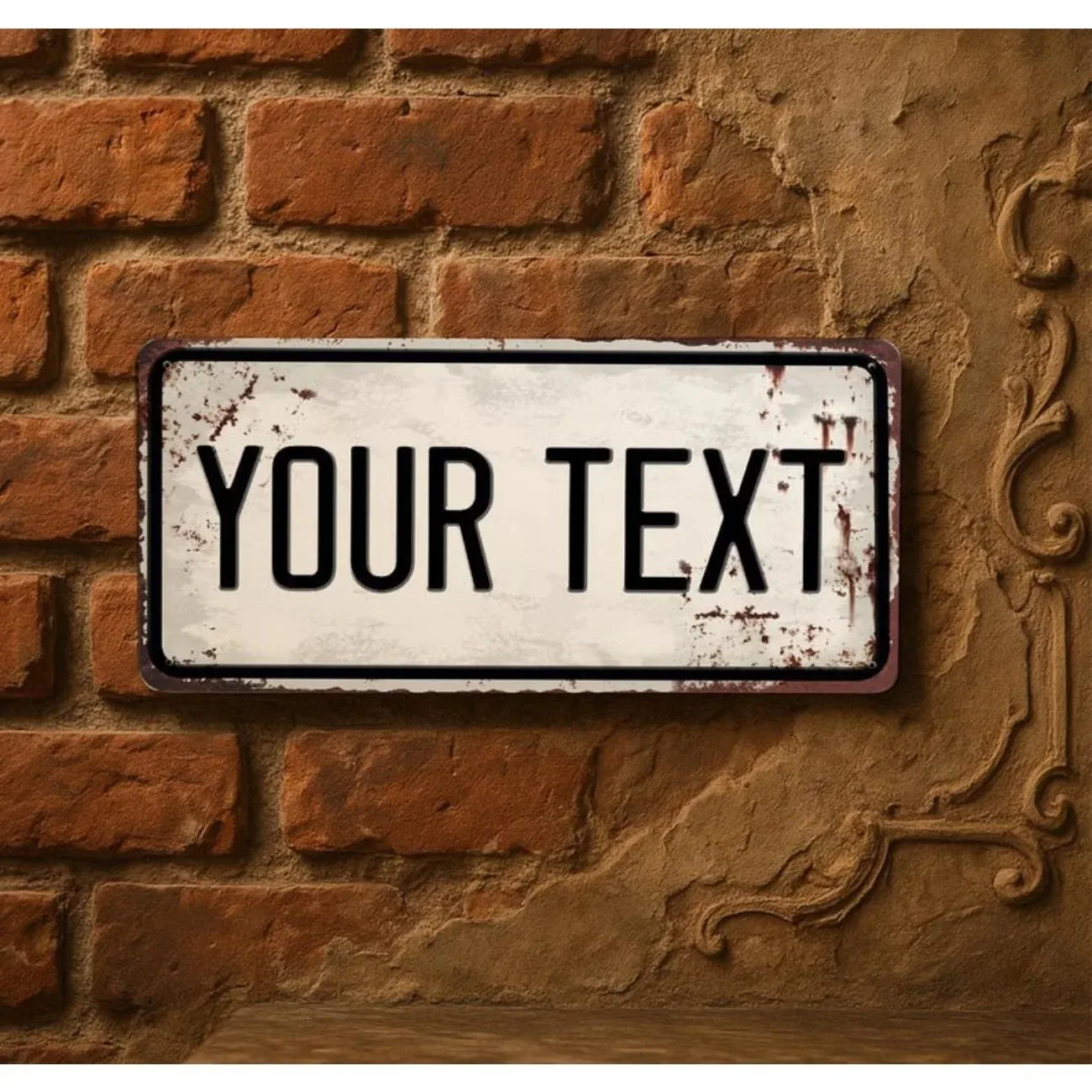 Custom Text Vintage Embossed Rust Effect Metal Sign 15×30cm Personalized Home Outdoor Wall Decor Plaque