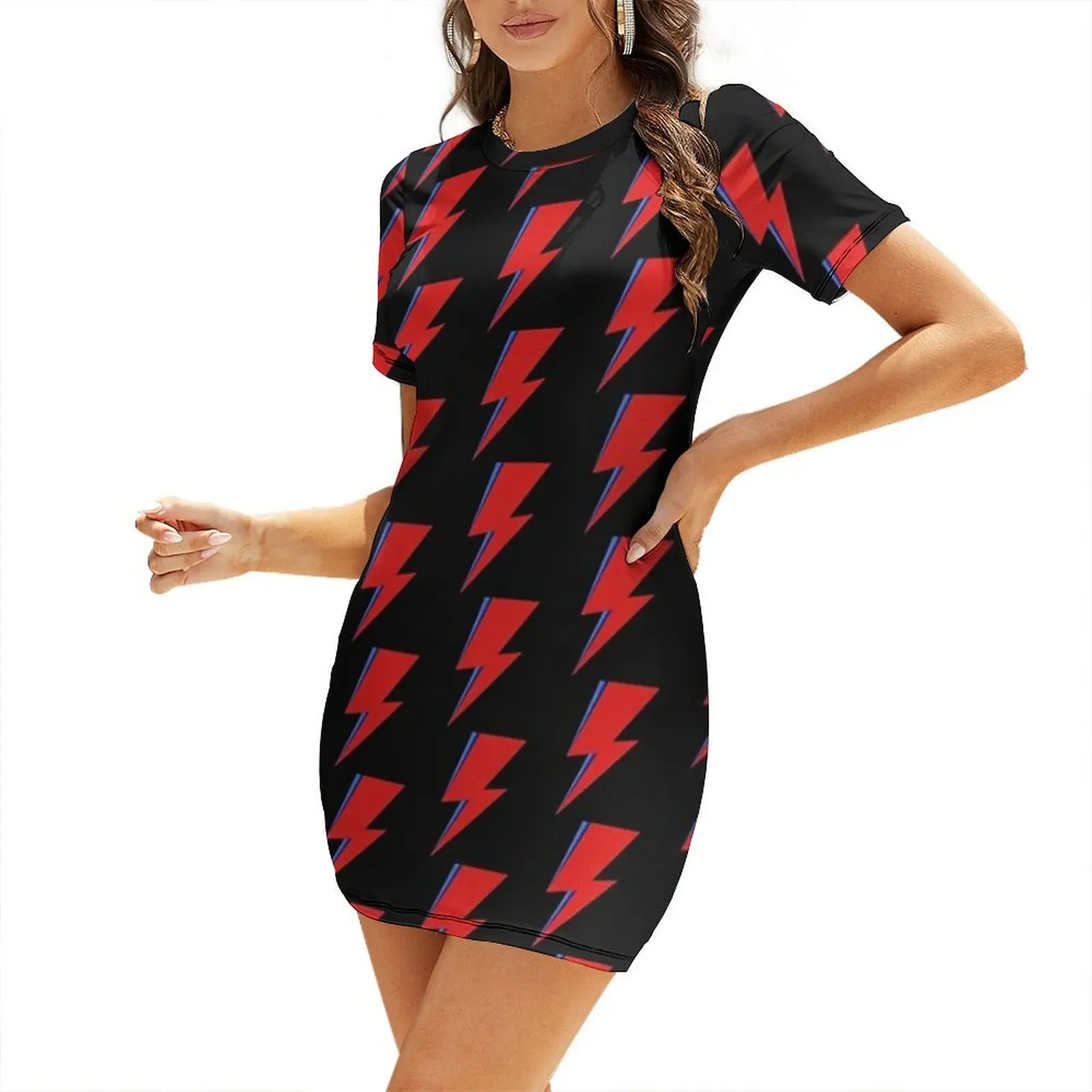 Vestido de manga corta The Rock & Roll Lightning Bolt, vestidos de novia para mujer, ropa de verano, vestido de verano para mujer 2026.