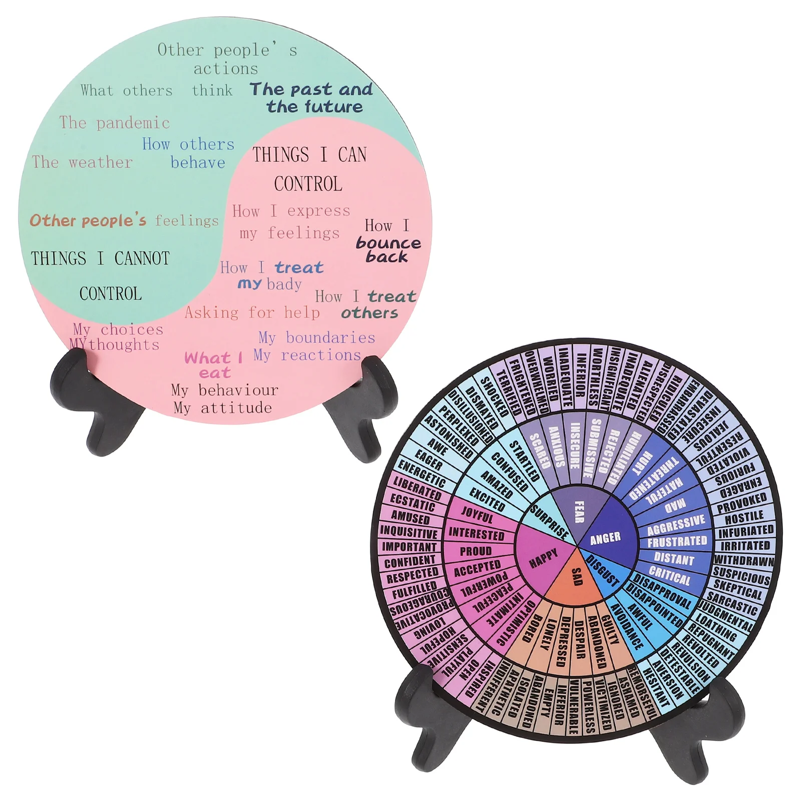 Tableau de roue d'émotion pour le bureau, décoration, ornements émotionnels, sentiments rotatifs, 2 pièces