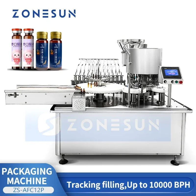 ZONESUN Macchina automatica per il riempimento e la sigillatura dei fiale Bottiglie di fiale Soluzioni orali Attrezzatura per l'imballaggio ZS-AFC12P