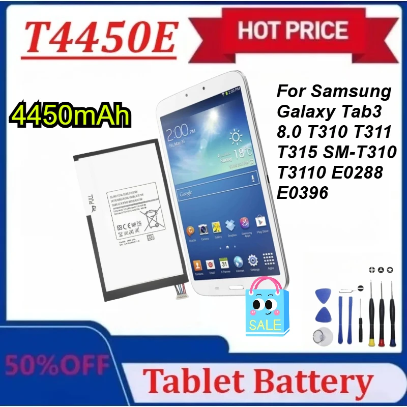 

Новый T4450E 3,8 В 4450 мАч для Samsung Galaxy Tab3 8,0 T310 T311 E0288 T315 E0396 SM-T310 T3110 аккумуляторы для планшетов большой емкости