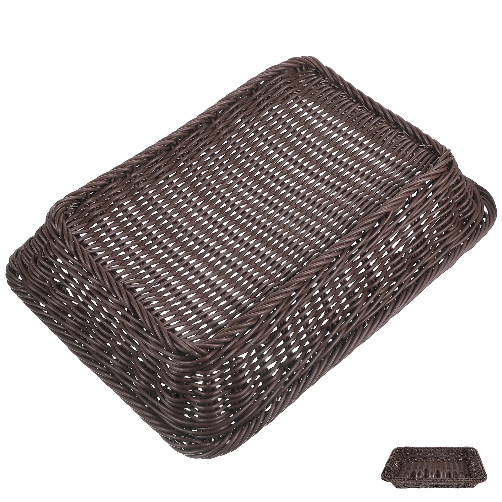 

35X25X7Cm Simulation Rattan Woven Bread Basket Snack Fruit Vegetable Storage Organizer Desktop Holder For Home Hotel Restaurant