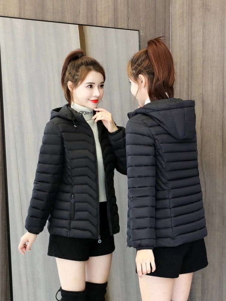 Women Short Warm Parka For Women Ultralight Down Cotton Jacket Coat With Detachable Hood Lightweight Outwear Clothing